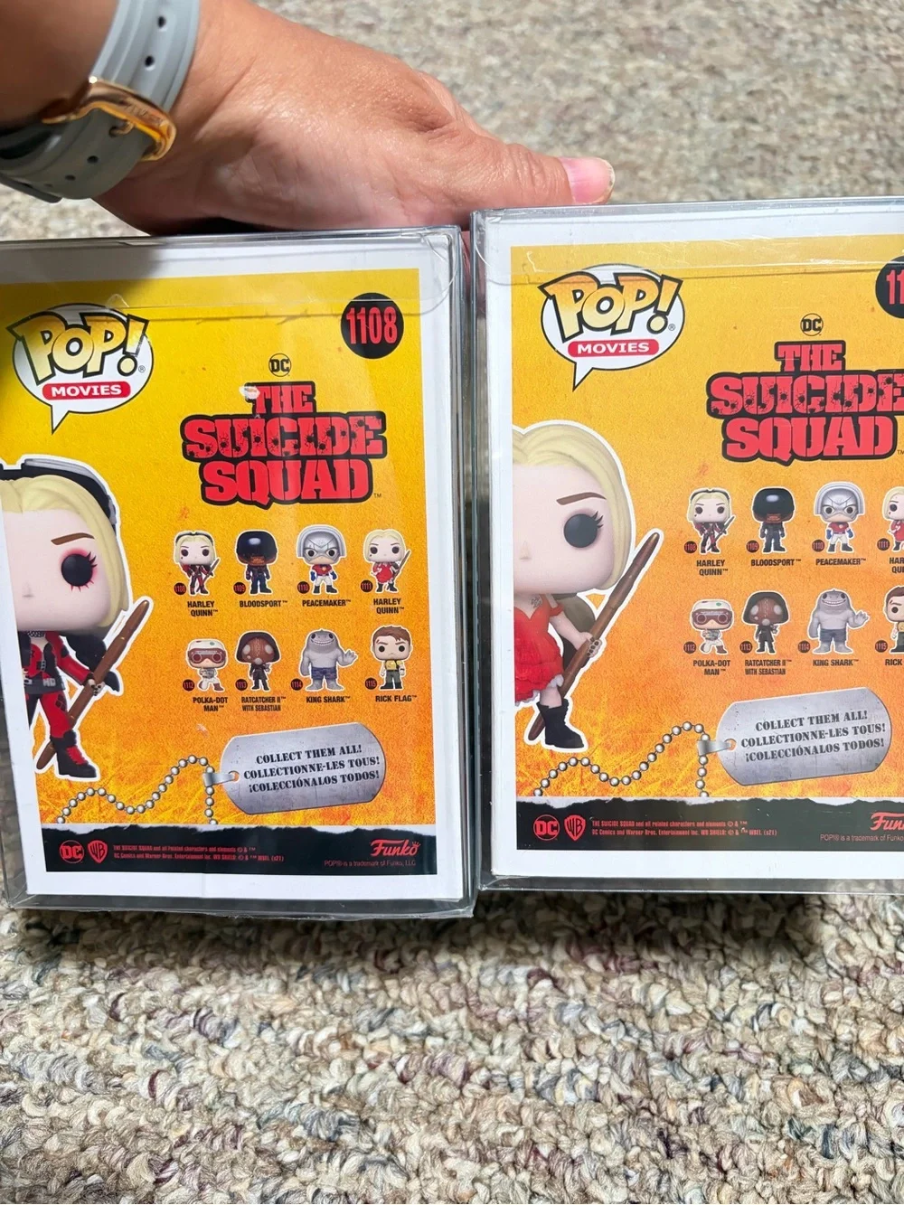 Funko Harley Quinn Pop! Movie Vinyl Figures in Red and Black & Red Dresses
